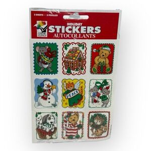 NOS Vintage Paper Magic Group Christmas Animals Sticker 3 Sheet Pack 2003